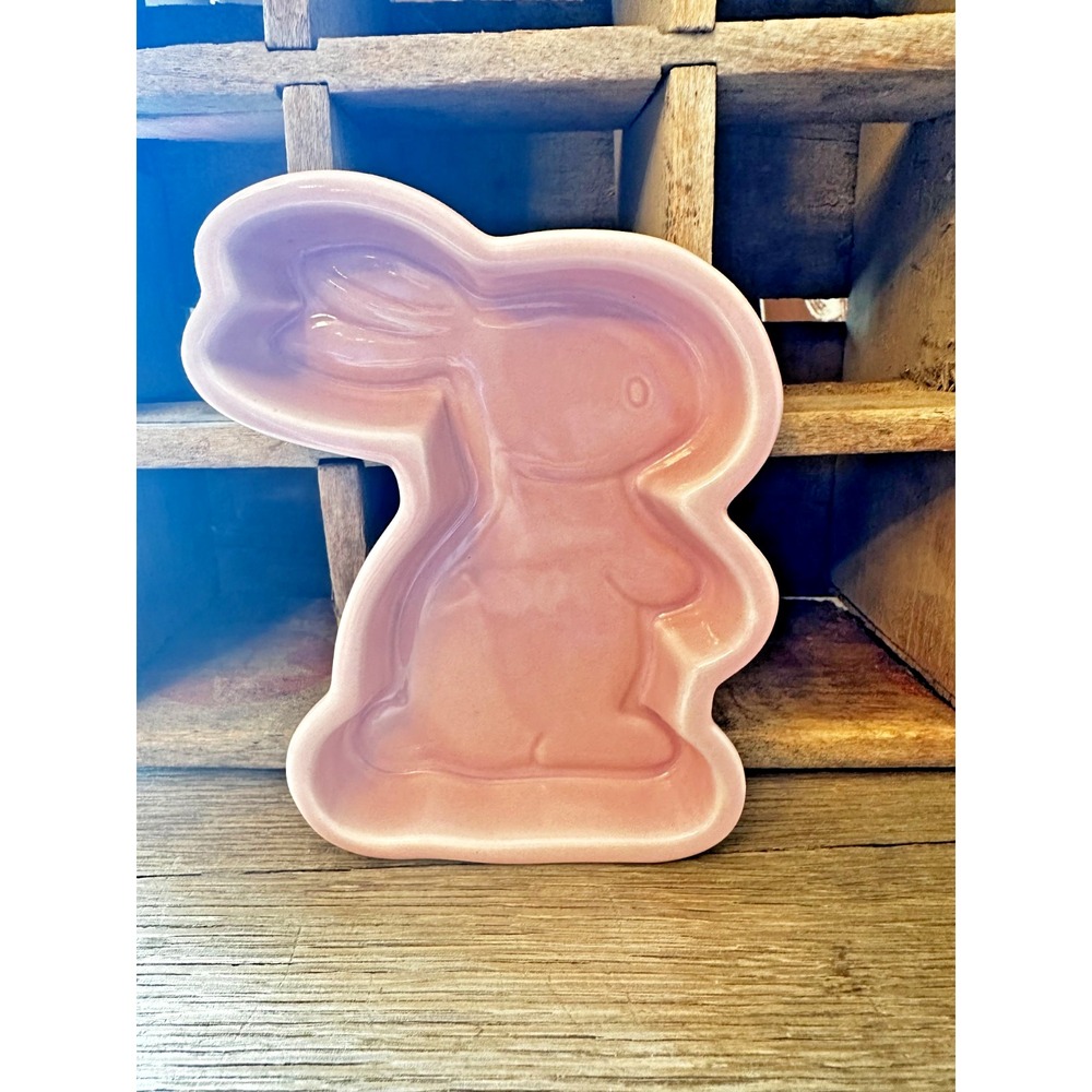 Ceramic Pink Easter BUNNY RABBIT BAKING DISH Bakeware Oven Mold 4"